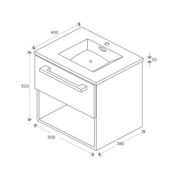 Comprar MUEBLE P/BAÑO AVENUE 50X40X50 C/LAVABO BLANCO. Pisos y azulejos en México