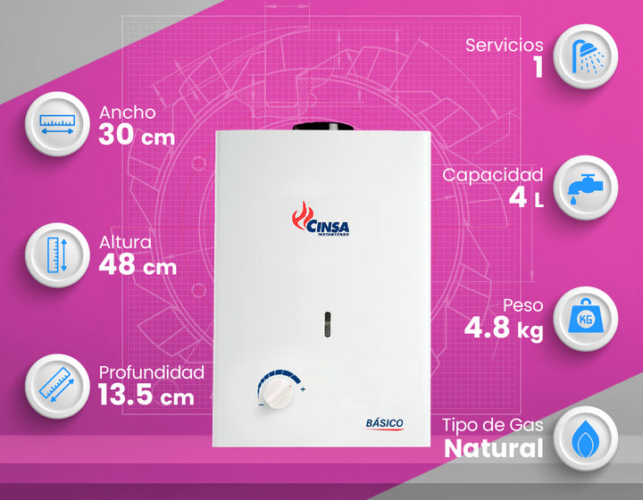 Comprar CINSA BASICO (GN) INSTANTANEO GAS NATURAL. Pisos y azulejos en México