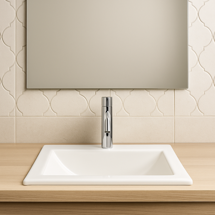 Comprar LV MARCUS LAVABO RECTANGULAR SOBRE CUBIERTA C/REBOS. BLANCO.. Pisos y azulejos en México