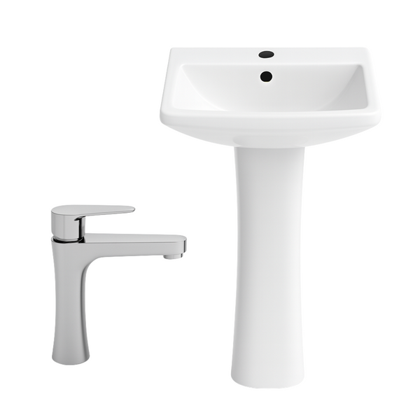 KIT LAVABO Y PEDESTAL TALAS C/MONOMANDO DC01 BLANCO (3 CAJAS)
