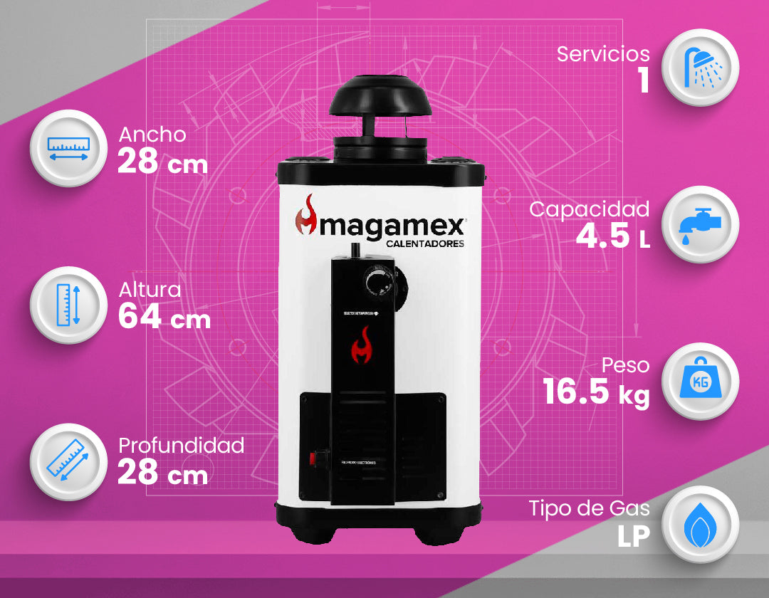 CALENTADOR BOILER DE PASO MAGAMEX MINI CRRP06-E ENCENDIDO ELECTRONICO ...