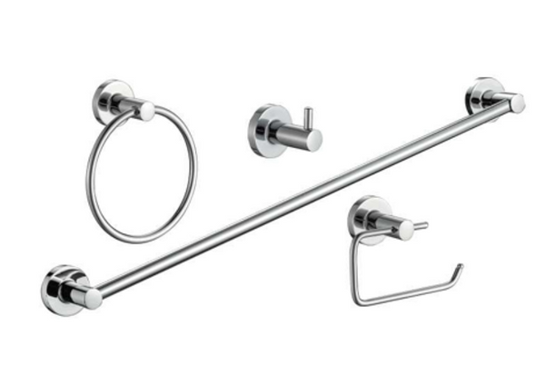 Comprar JE07C JUEGO ACCESORIOS P/BAÑO 4 PZAS CROMO. Pisos y azulejos en México