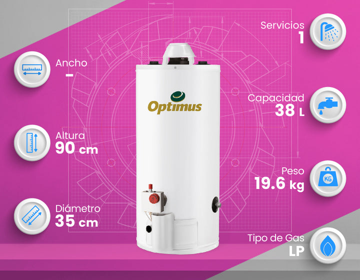 Comprar CALENTADOR OPTIMUS O-10 38 L AUTOMATICO GAS LP. Pisos y azulejos en México