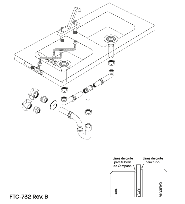 Comprar PSV-F012 PAQUETE INSTALACION BASICO P/FREGADERO 1 TARJA TUBERIA ROSCADA. Pisos y azulejos en México