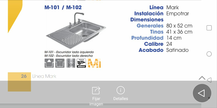 Comprar M-101 TARJA SENCILLA MARK ESC. IZQ. DE 80X52 CM DE EMPOTRAR. Pisos y azulejos en México